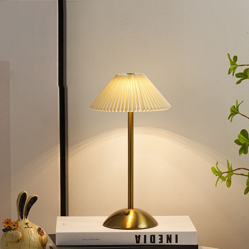 Cono | Pleated Cone Shade Table Lamp, Small Scandinavian Bedside Lamp in Eight Colors for Nightstand