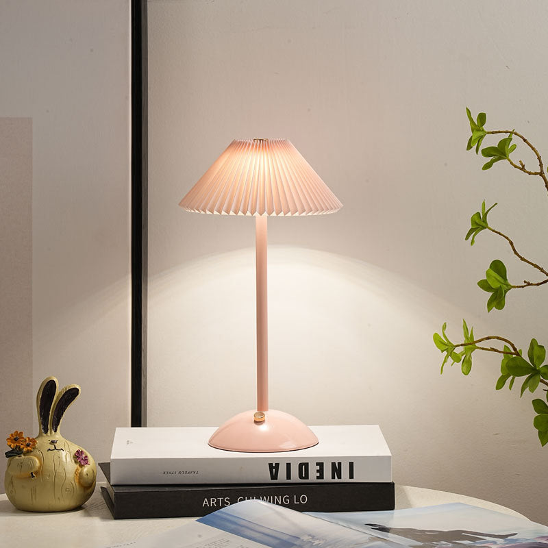 Cono | Pleated Cone Shade Table Lamp, Small Scandinavian Bedside Lamp in Eight Colors for Nightstand