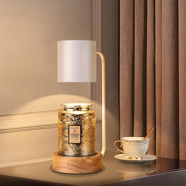 Cera | Melting Wax Sculptural Table Lamp, Dimmable Bedside Lamp with Timer, Modern Wood Accent Lamp