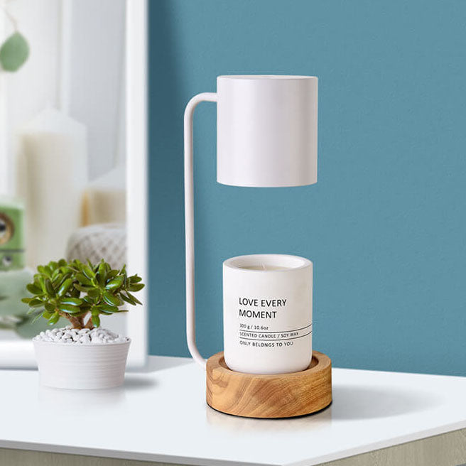 Cera | Melting Wax Sculptural Table Lamp, Dimmable Bedside Lamp with Timer, Modern Wood Accent Lamp