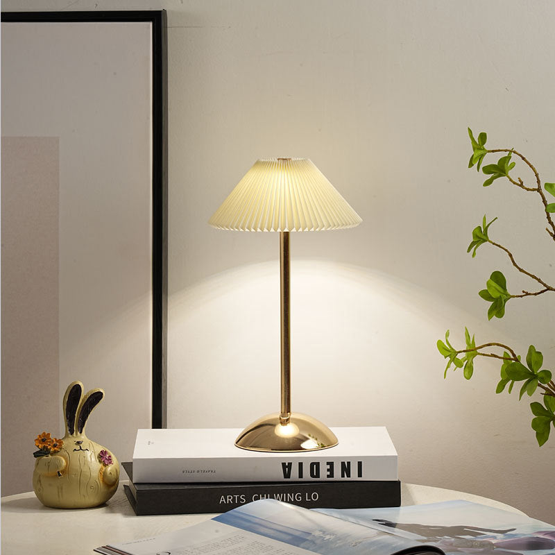 Cono | Pleated Cone Shade Table Lamp, Small Scandinavian Bedside Lamp in Eight Colors for Nightstand