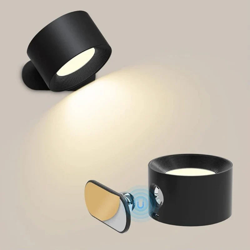 Magnete | Cordless Magnetic LED Wall Light, Rechargeable Dimmable Wall Sconce with Remote, 360 Rotating