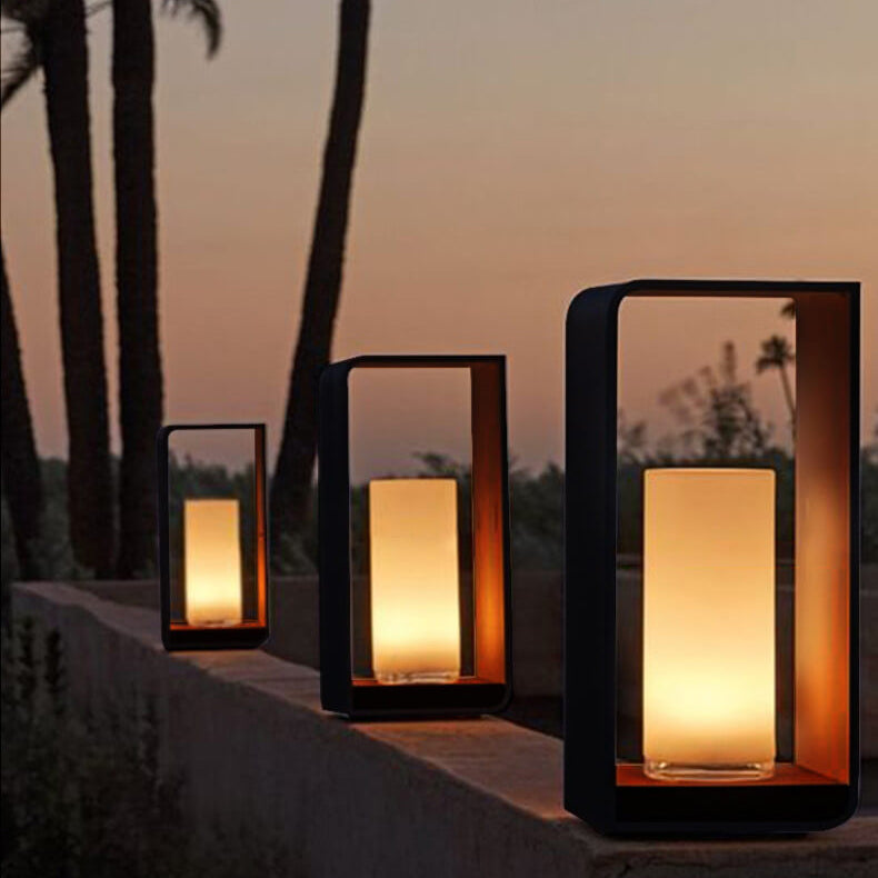 Quadra | Modern Square LED Bollard Light, Solar or Hardwired Outdoor Landscape Path Light for Patio