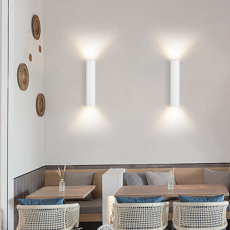Canna | Slim Cylinder Up and Down LED Wall Sconce, Modern Aluminum Wall Light in Six Heights for Bedroom