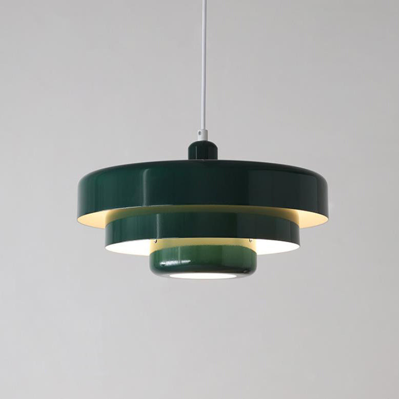 Strati | Layered Metal Ring Pendant Light, Nordic Vintage Hanging Lamp in Orange, Green or White