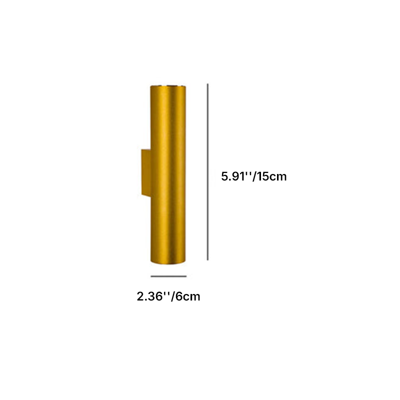 Canna | Slim Cylinder Up and Down LED Wall Sconce, Modern Aluminum Wall Light in Six Heights for Bedroom