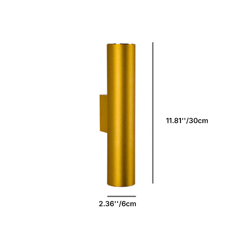 Canna | Slim Cylinder Up and Down LED Wall Sconce, Modern Aluminum Wall Light in Six Heights for Bedroom