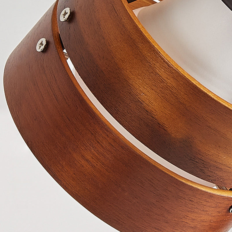 Mame | Small Wood Clip On Lamp, Japanese Round Clamp Reading Light for Bed, Desk and Shelf, Plug In