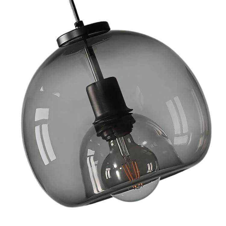 Fumo | Smoke Gray Hand Blown Glass Dome Pendant Light, Modern Hanging Light for Kitchen Island and Dining