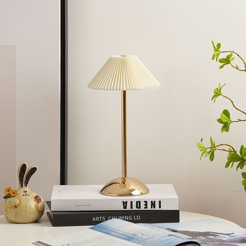 Cono | Pleated Cone Shade Table Lamp, Small Scandinavian Bedside Lamp in Eight Colors for Nightstand