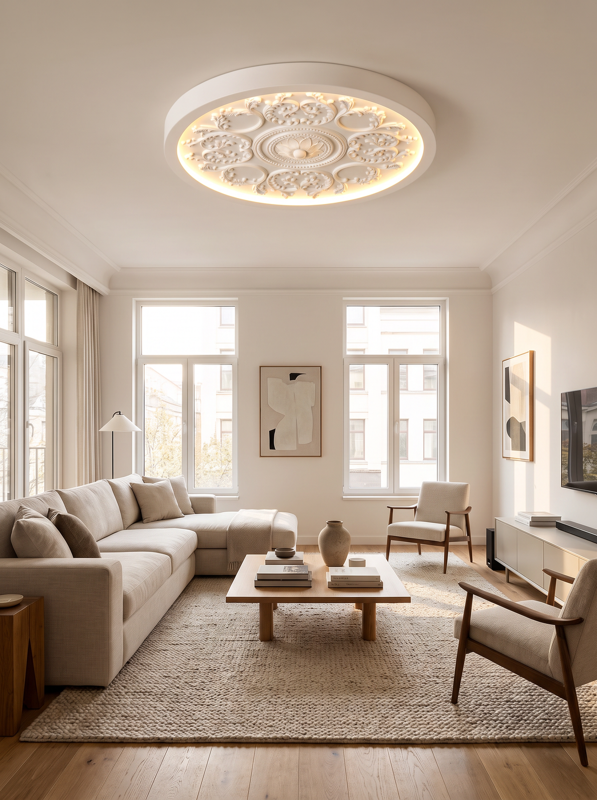 Modern Minimalist Carved Iron Resin Acrylic LED Flush Mount Ceiling Light For Bedroom image with text 3