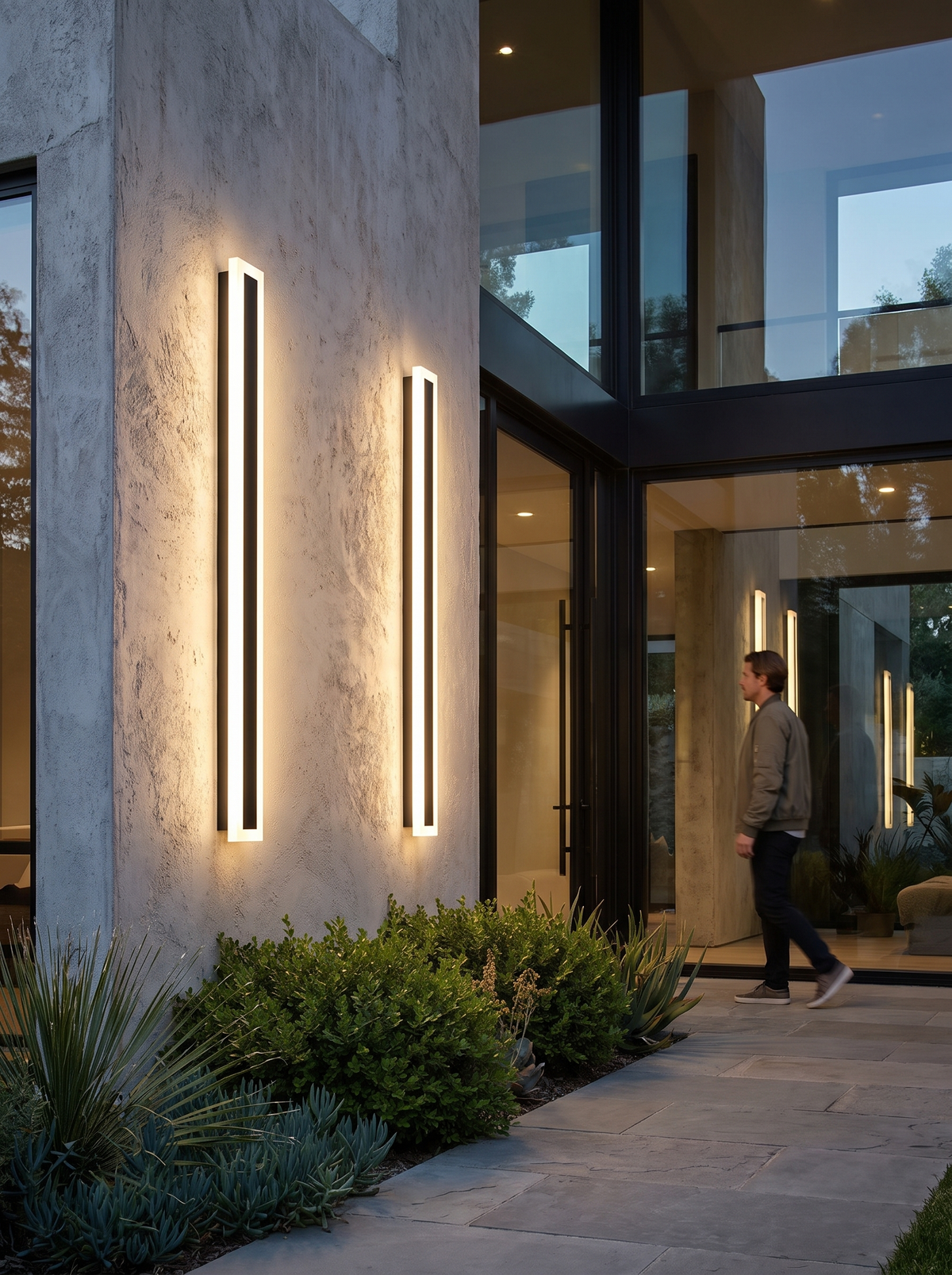 Minimalistic Elongated Bar Shaped 1-Light LED Acrylic Outdoor Waterproof Wall Light image 2