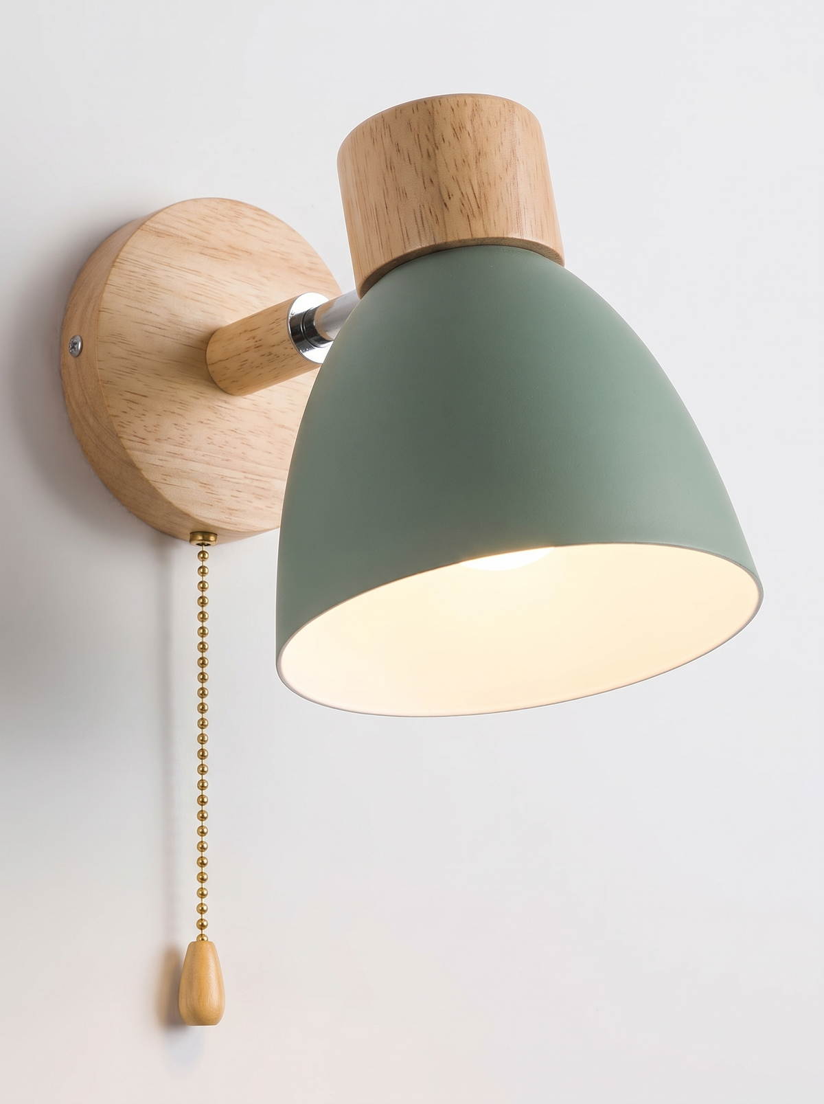 Modern Minimalist Solid Color Macaron Iron Wood 1-Light Wall Sconce Lamp image 1