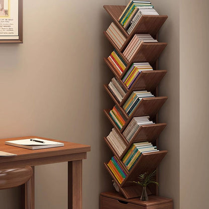 Scala | Narrow Tall Wood Bookshelf, 6 to 12 Tier Slim Bookcase Storage Shelf for Home Office and Living Room