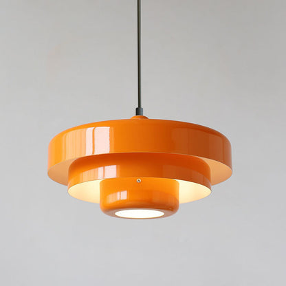 Strati | Layered Metal Ring Pendant Light, Nordic Vintage Hanging Lamp in Orange, Green or White