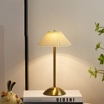 Cono | Pleated Cone Shade Table Lamp, Small Scandinavian Bedside Lamp in Eight Colors for Nightstand