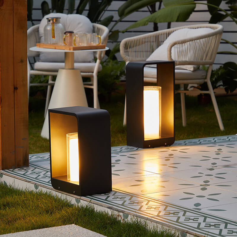 Quadra | Modern Square LED Bollard Light, Solar or Hardwired Outdoor Landscape Path Light for Patio