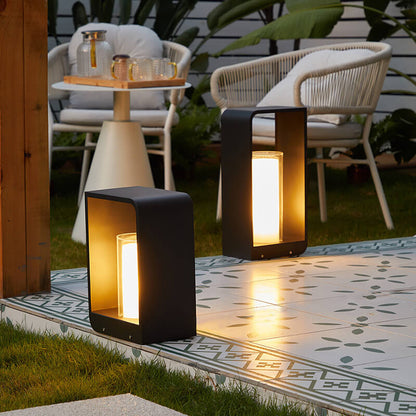 Quadra | Modern Square LED Bollard Light, Solar or Hardwired Outdoor Landscape Path Light for Patio