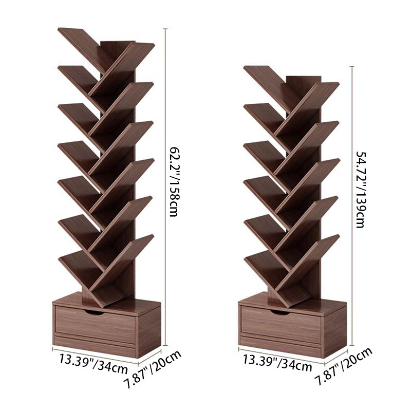 Scala | Narrow Tall Wood Bookshelf, 6 to 12 Tier Slim Bookcase Storage Shelf for Home Office and Living Room