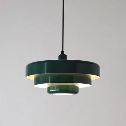 Strati | Layered Metal Ring Pendant Light, Nordic Vintage Hanging Lamp in Orange, Green or White