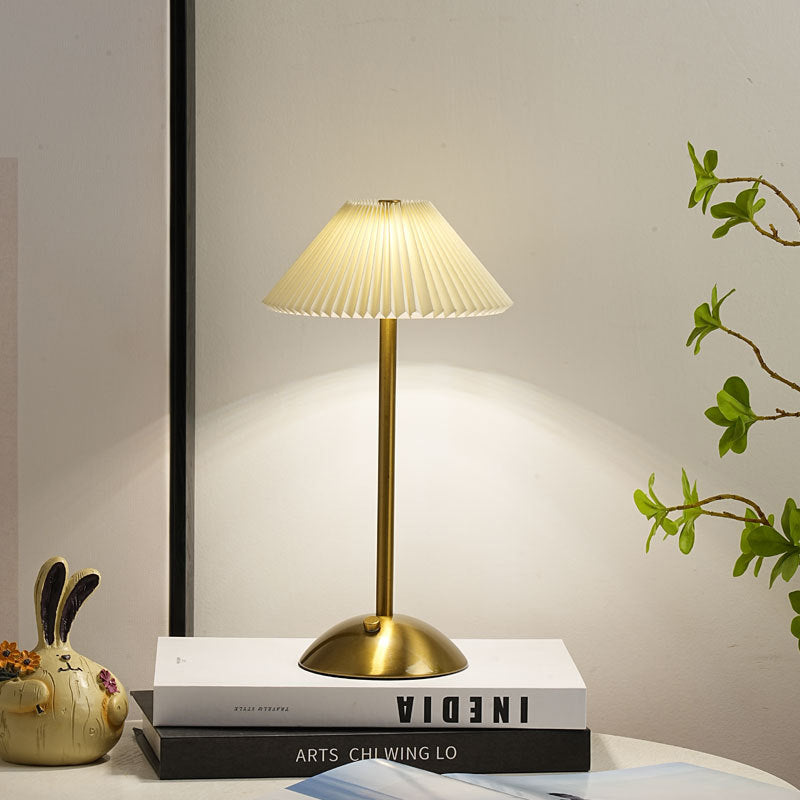 Cono | Pleated Cone Shade Table Lamp, Small Scandinavian Bedside Lamp in Eight Colors for Nightstand