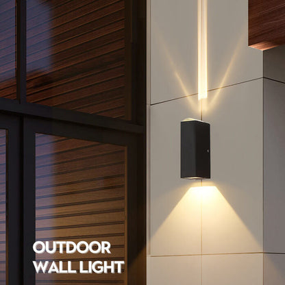 Fascio | Modern LED Up and Down Wall Light, Black Exterior Wall Sconce for Covered Patio, Porch and Entry