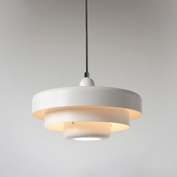 Strati | Layered Metal Ring Pendant Light, Nordic Vintage Hanging Lamp in Orange, Green or White