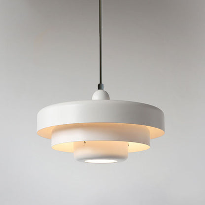 Strati | Layered Metal Ring Pendant Light, Nordic Vintage Hanging Lamp in Orange, Green or White
