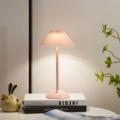 Cono | Pleated Cone Shade Table Lamp, Small Scandinavian Bedside Lamp in Eight Colors for Nightstand