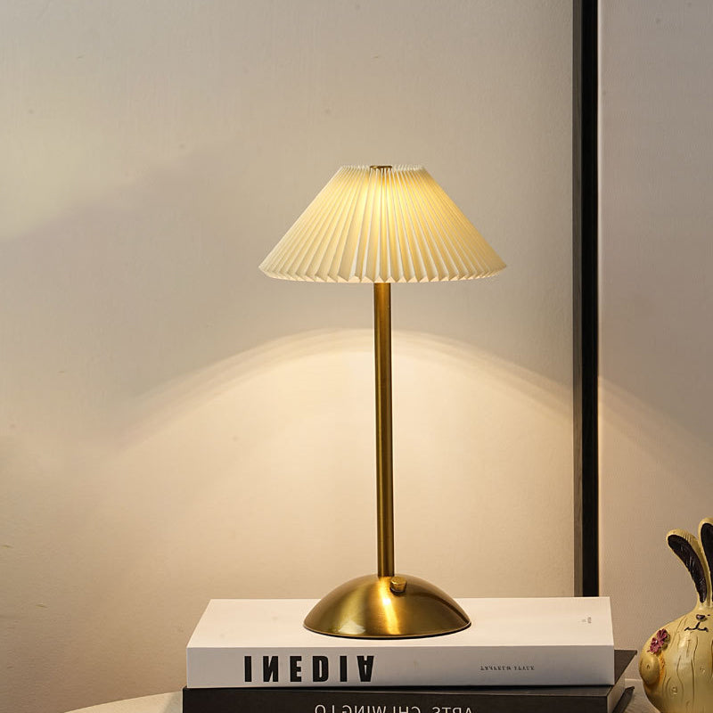 Cono | Pleated Cone Shade Table Lamp, Small Scandinavian Bedside Lamp in Eight Colors for Nightstand