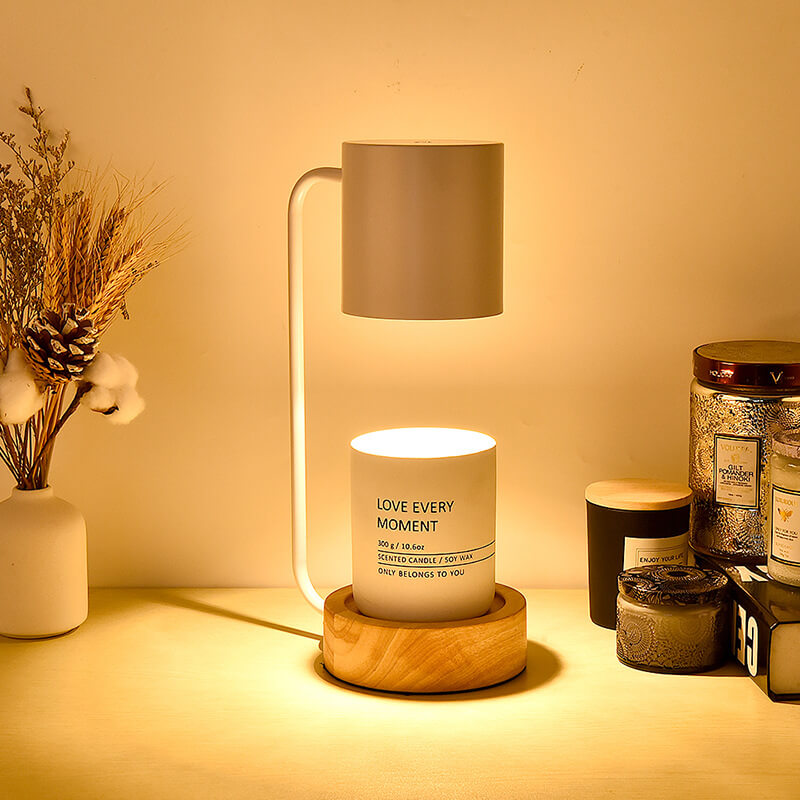 Cera | Melting Wax Sculptural Table Lamp, Dimmable Bedside Lamp with Timer, Modern Wood Accent Lamp