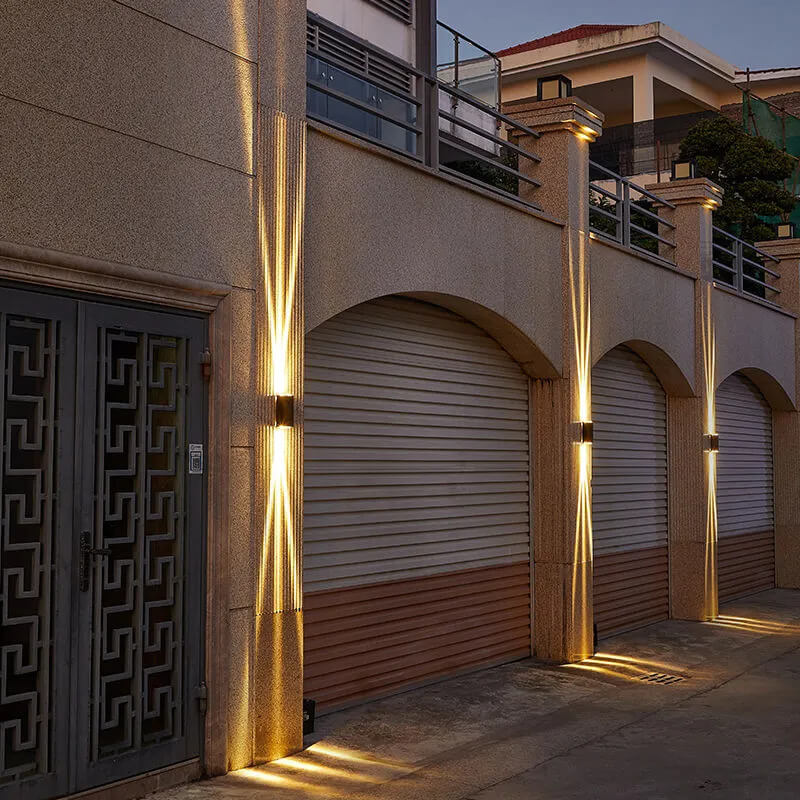 Fascio | Modern LED Up and Down Wall Light, Black Exterior Wall Sconce for Covered Patio, Porch and Entry