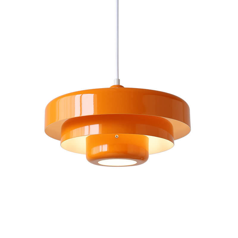Strati | Layered Metal Ring Pendant Light, Nordic Vintage Hanging Lamp in Orange, Green or White
