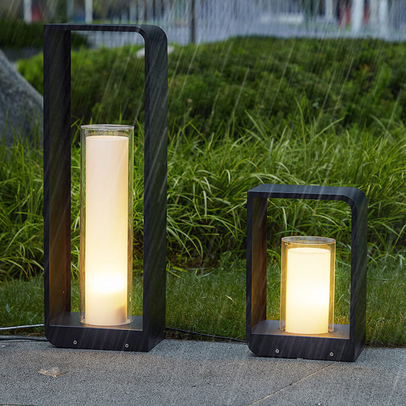 Quadra | Modern Square LED Bollard Light, Solar or Hardwired Outdoor Landscape Path Light for Patio