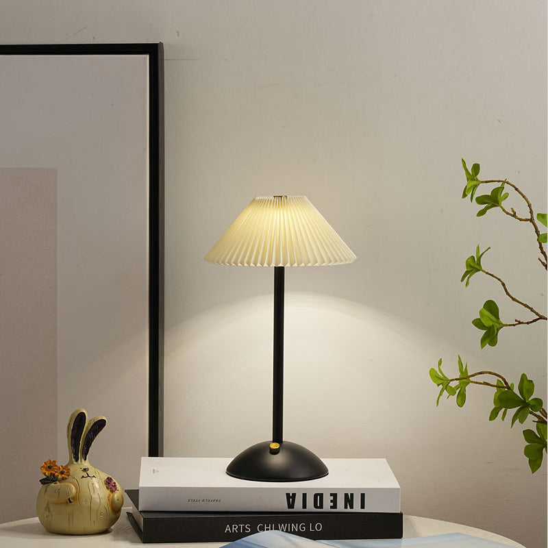 Cono | Pleated Cone Shade Table Lamp, Small Scandinavian Bedside Lamp in Eight Colors for Nightstand