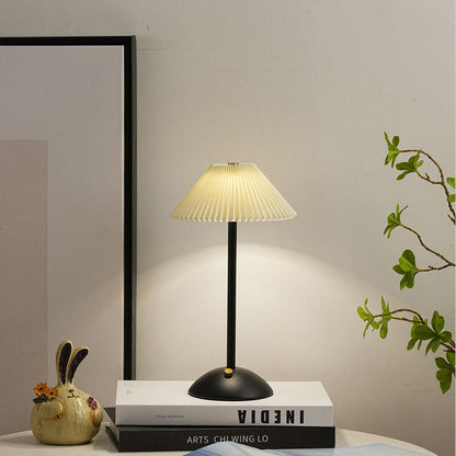 Cono | Pleated Cone Shade Table Lamp, Small Scandinavian Bedside Lamp in Eight Colors for Nightstand