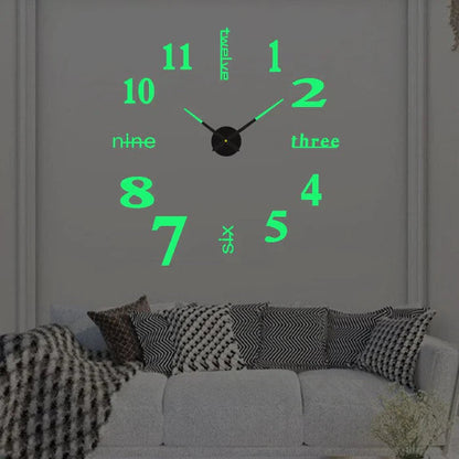 Ora | Large Silent Round Wall Clock, Oversized Modern Clock with Luminous or Roman Dial for Living Room