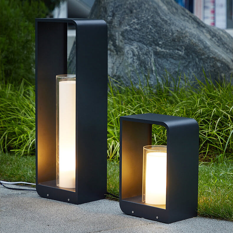 Quadra | Modern Square LED Bollard Light, Solar or Hardwired Outdoor Landscape Path Light for Patio
