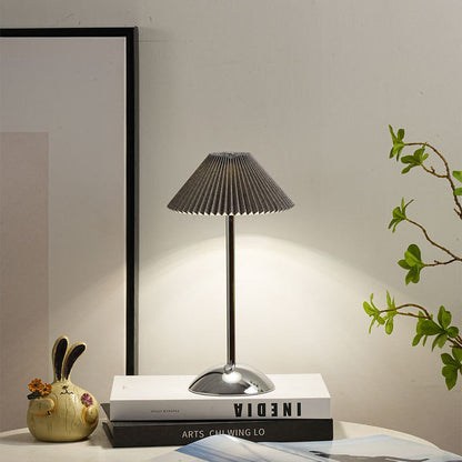 Cono | Pleated Cone Shade Table Lamp, Small Scandinavian Bedside Lamp in Eight Colors for Nightstand