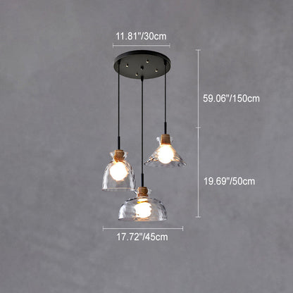 Onda | Clear Rippled Glass Pendant Light, Modern Bell, Cone or Bowl Hanging Light for Kitchen Island