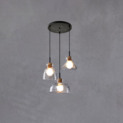 Onda | Clear Rippled Glass Pendant Light, Modern Bell, Cone or Bowl Hanging Light for Kitchen Island