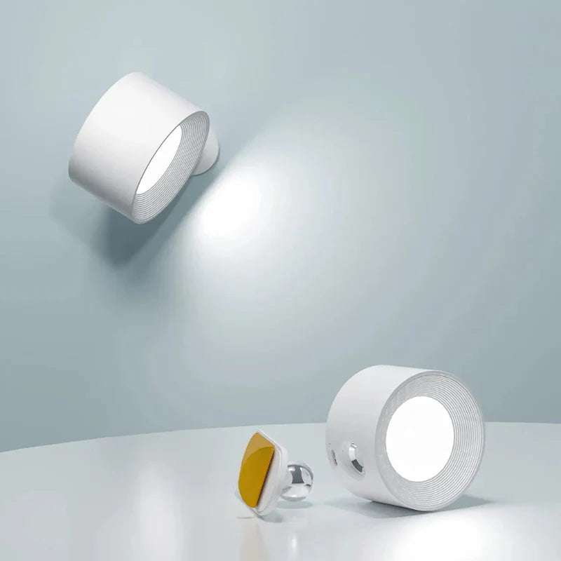 Magnete | Cordless Magnetic LED Wall Light, Rechargeable Dimmable Wall Sconce with Remote, 360 Rotating