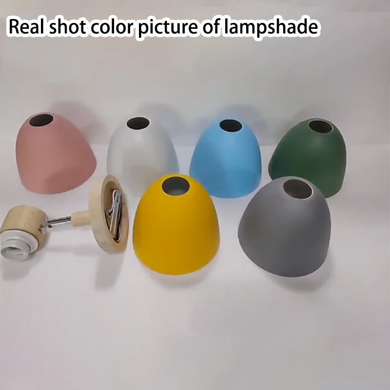 Caramella | Macaron Wall Sconce with Wood Arm and Pull Chain, Colorful Iron Bedside Wall Light