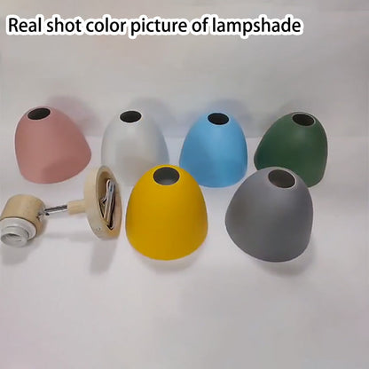 Caramella | Macaron Wall Sconce with Wood Arm and Pull Chain, Colorful Iron Bedside Wall Light