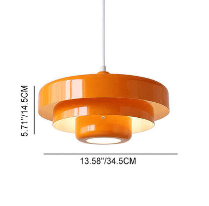 Strati | Layered Metal Ring Pendant Light, Nordic Vintage Hanging Lamp in Orange, Green or White