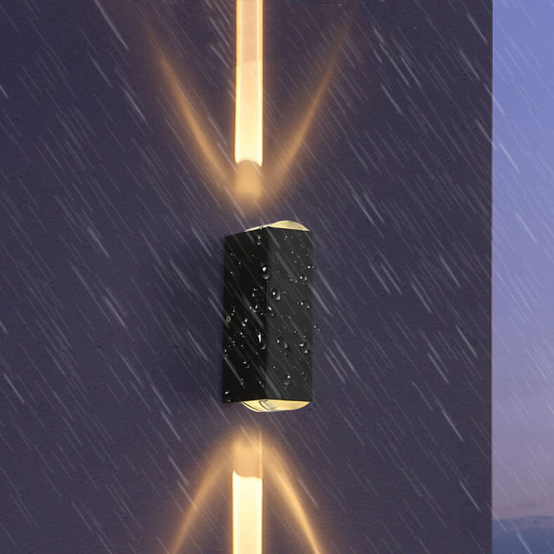 Fascio | Modern LED Up and Down Wall Light, Black Exterior Wall Sconce for Covered Patio, Porch and Entry