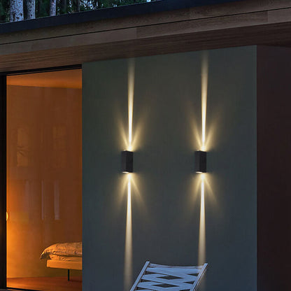 Fascio | Modern LED Up and Down Wall Light, Black Exterior Wall Sconce for Covered Patio, Porch and Entry