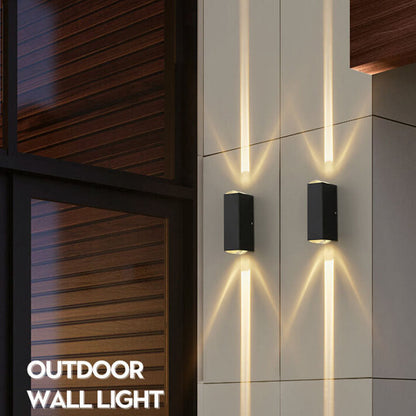Fascio | Modern LED Up and Down Wall Light, Black Exterior Wall Sconce for Covered Patio, Porch and Entry