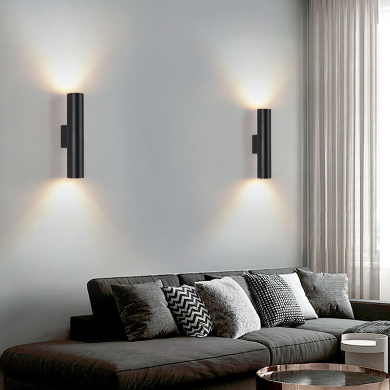 Canna | Slim Cylinder Up and Down LED Wall Sconce, Modern Aluminum Wall Light in Six Heights for Bedroom