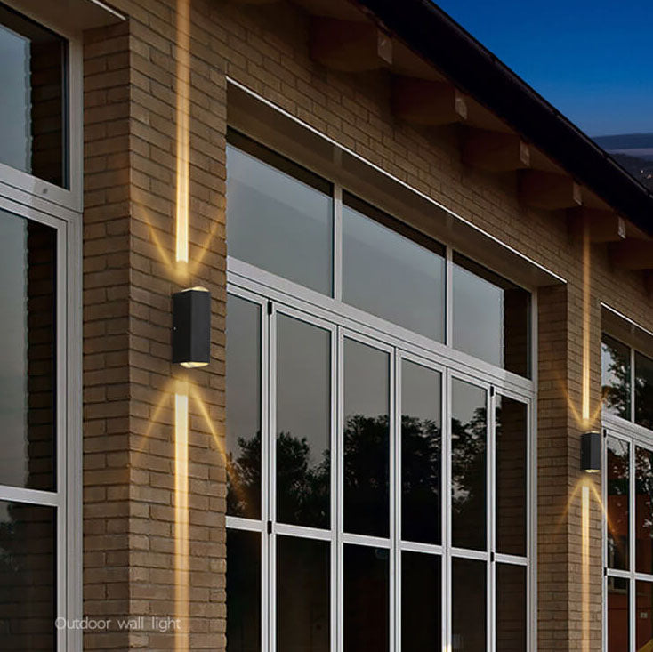 Fascio | Modern LED Up and Down Wall Light, Black Exterior Wall Sconce for Covered Patio, Porch and Entry